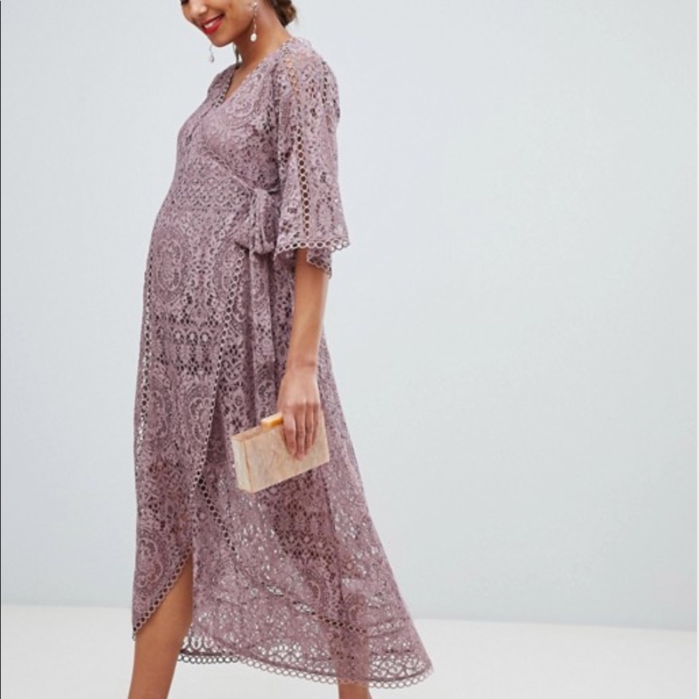 Baby Shower, Maternity Lace Wrap midi dress